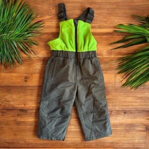 SLALOM 2T Green & Gray Insulated Snow Bib Overalls
